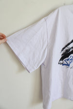 Hypedept White Graphic Crop T-Shirt Oversized Fit | L