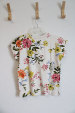 NEW LOFT Cream Floral Cotton Top | XXS Petite