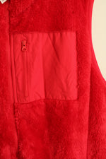 NEW Lands End Red Plush Fleece Zip Sleeveless Vest with Zippered Chest Pocket | 3XL