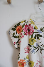 NEW LOFT Cream Floral Cotton Top | XXS Petite