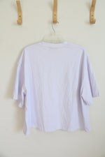 Hypedept White Graphic Crop T-Shirt Oversized Fit | L