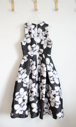 NEW Gracia Black & Gray Floral Flare High-Low Dress | S