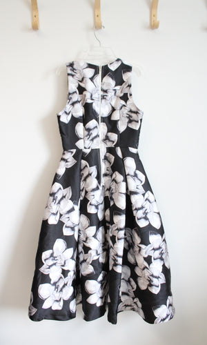 NEW Gracia Black & Gray Floral Flare High-Low Dress | S