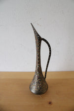 Vintage Brass Etched Pitcher Vase