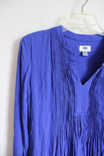 Old Navy Blue Pleated Long Sleeved Dress | M