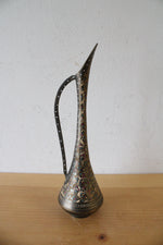 Vintage Brass Etched Pitcher Vase