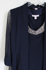 NEW Dressbarn Dark Navy Blue Dress & Cardigan Set | 4