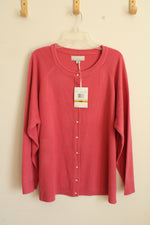 Carolyn Taylor Pink Cardigan sweater with Faux Pearl Buttons | 3XL