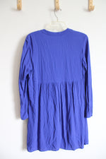 Old Navy Blue Pleated Long Sleeved Dress | M