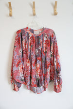 Johnny Was Jade Ingrid Flowy Pink Floral Button Down Top | L