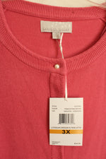 Carolyn Taylor Pink Cardigan sweater with Faux Pearl Buttons | 3XL