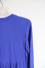 Old Navy Blue Pleated Long Sleeved Dress | M