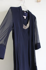 NEW Dressbarn Dark Navy Blue Dress & Cardigan Set | 4