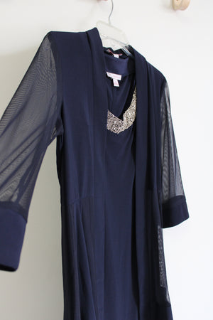 NEW Dressbarn Dark Navy Blue Dress & Cardigan Set | 4