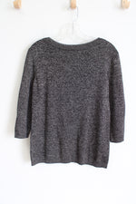 Liz Claiborne Career Black Gold Shimmer Knit Sweater | M Petite