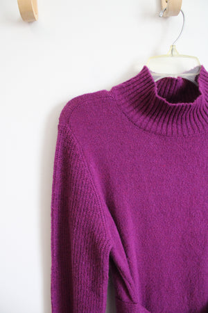 NEW Nine West Purple Sweater Mock Neck Dress | M