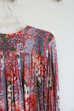 Johnny Was Jade Ingrid Flowy Pink Floral Button Down Top | L