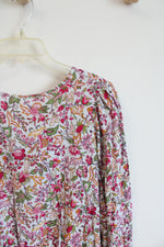 NEW LOFT Light Blue Pink & Green Floral Long Sleeved Top | XXS Petite