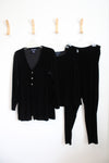 Denim & Co. Black Velvet 3-Piece Top & Pants Set | 1X