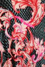 NEW Dana Buchman Pink and Blue Baroque Scroll Floral Wrap Top | XL