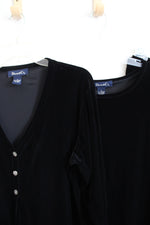 Denim & Co. Black Velvet 3-Piece Top & Pants Set | 1X