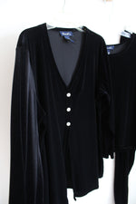 Denim & Co. Black Velvet 3-Piece Top & Pants Set | 1X
