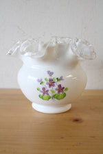 Vintage Fenton "Violets In The Snow" Milk Glass Vase