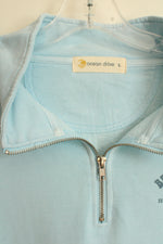NEW Ocean Current Light Blue Bethany beach Delaware Graphic Quarter Zip Sweatshirt | L