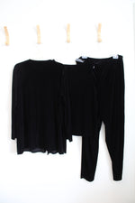 Denim & Co. Black Velvet 3-Piece Top & Pants Set | 1X