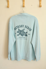 NEW Ocean Current Light Blue Bethany beach Delaware Graphic Quarter Zip Sweatshirt | L