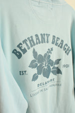 NEW Ocean Current Light Blue Bethany beach Delaware Graphic Quarter Zip Sweatshirt | L