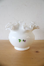 Vintage Fenton "Violets In The Snow" Milk Glass Vase
