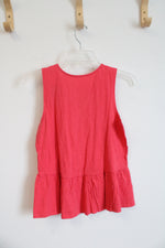 NEW LOFT Pink Floral Lace Peplum Tank Top | XXS Petite