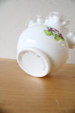 Vintage Fenton "Violets In The Snow" Milk Glass Vase