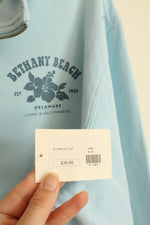 NEW Ocean Current Light Blue Bethany beach Delaware Graphic Quarter Zip Sweatshirt | L