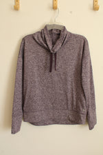 Apana Heathered Purple Long Sleeve Cowl Neck Pullover Sweatshirt | M