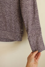 Apana Heathered Purple Long Sleeve Cowl Neck Pullover Sweatshirt | M