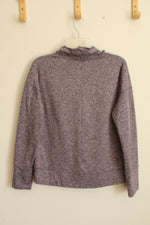 Apana Heathered Purple Long Sleeve Cowl Neck Pullover Sweatshirt | M
