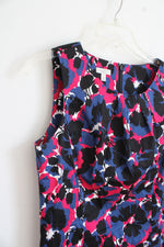 Talbots Blue And White Floral Sheath Dress With Bottom Ruffle | 10