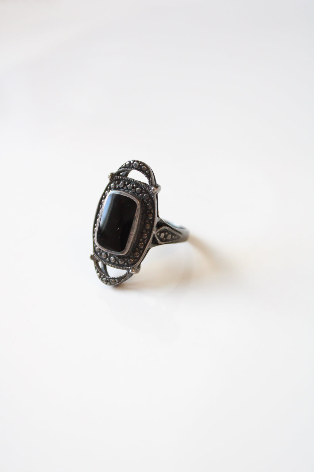 Sterling Silver Black Onyx Statement Ring | Size 5.5