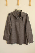 Talbots Gray Striped Cowl Neck Long sleeve Pullover Sweater | XL