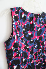Talbots Blue And White Floral Sheath Dress With Bottom Ruffle | 10