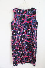 Talbots Blue And White Floral Sheath Dress With Bottom Ruffle | 10