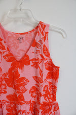 NEW LOFT Pink & Orange Floral Peplum Tank Top | XXS Petite