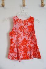 NEW LOFT Pink & Orange Floral Peplum Tank Top | XXS Petite