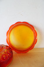 Vintage L.E. Smith Moon & Stars Amberina Round Butter Dish