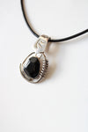 Onyx Sterling Silver Coil Pendant Necklace