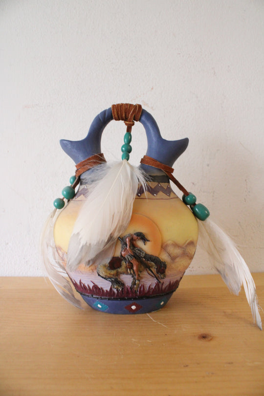 Native American "End Of The Trail" Painted Wedding Vase