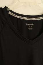 NEW Reebok Black Short Sleeve V-neck T-shirt with Reflective Piping | S