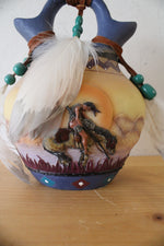 Native American "End Of The Trail" Painted Wedding Vase